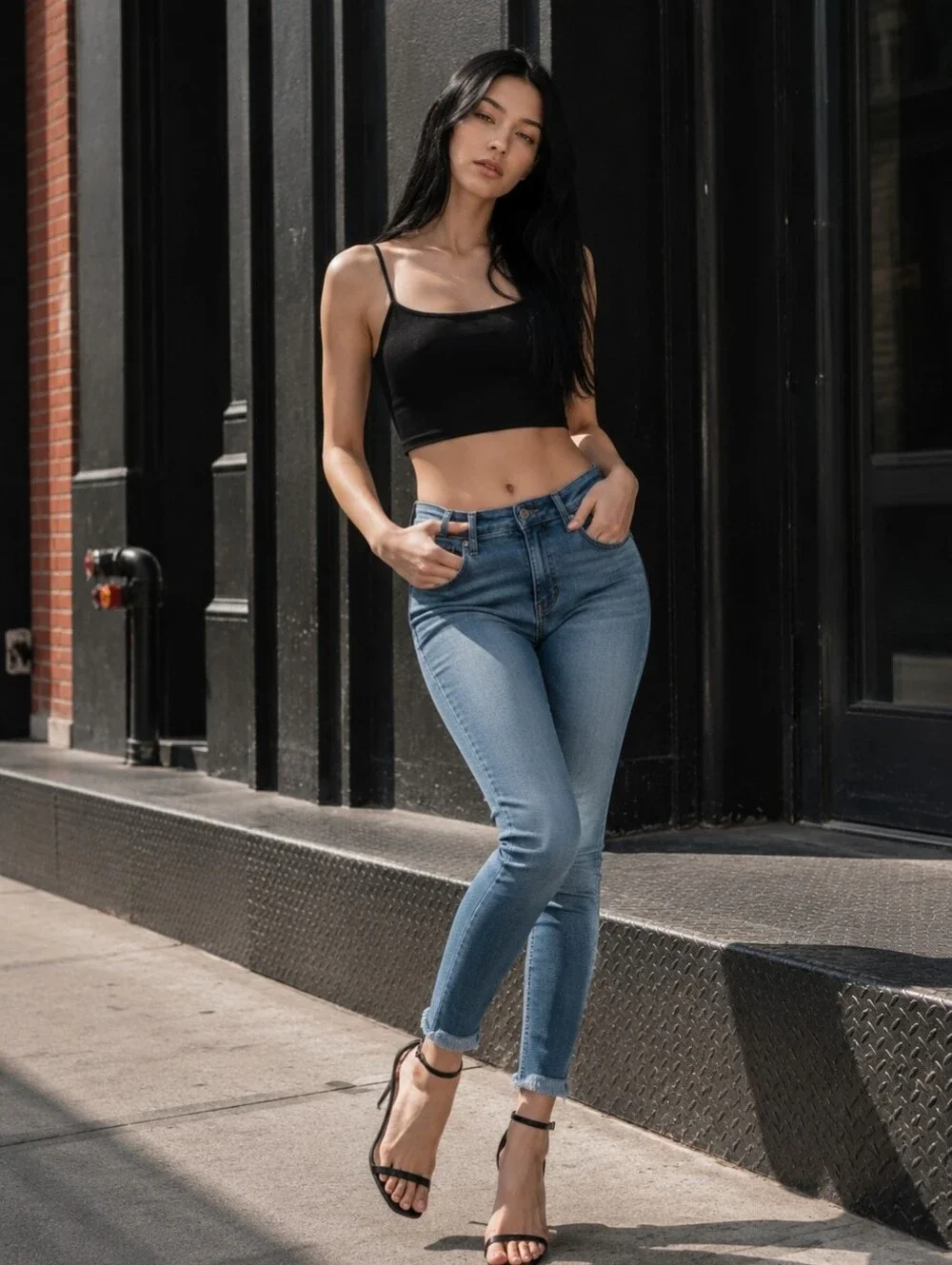 LOFT The Skinny Jeans Size 31/12 Petite | Blue Raw Hem Denim